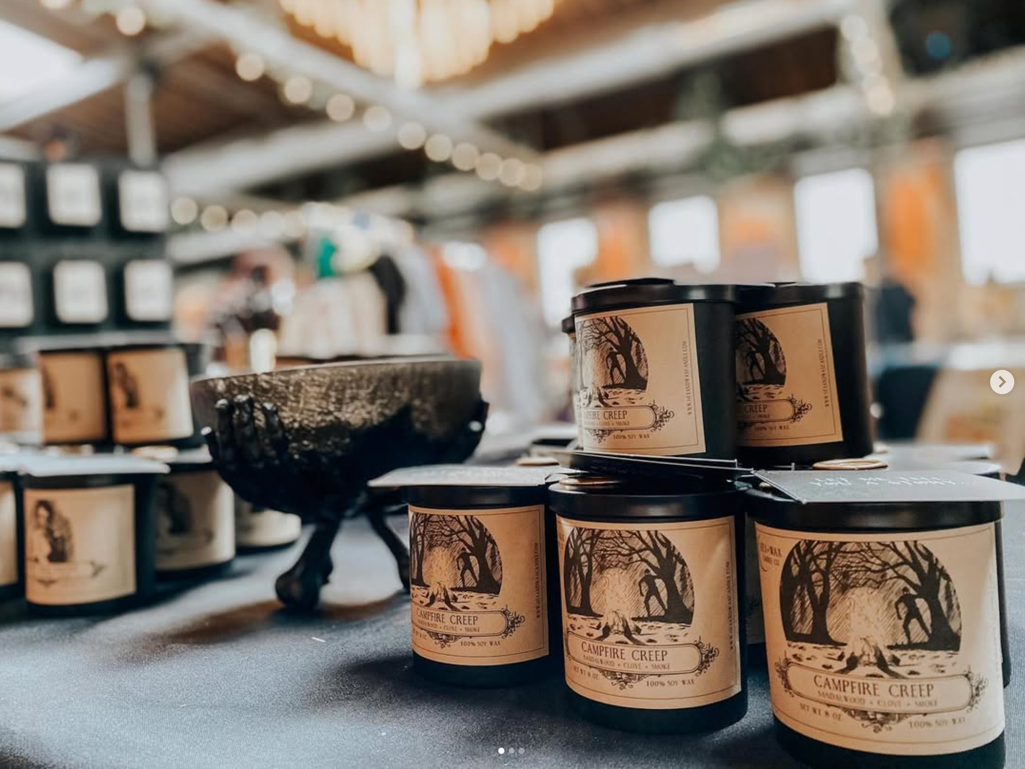 hex and wax candles at a vendor market