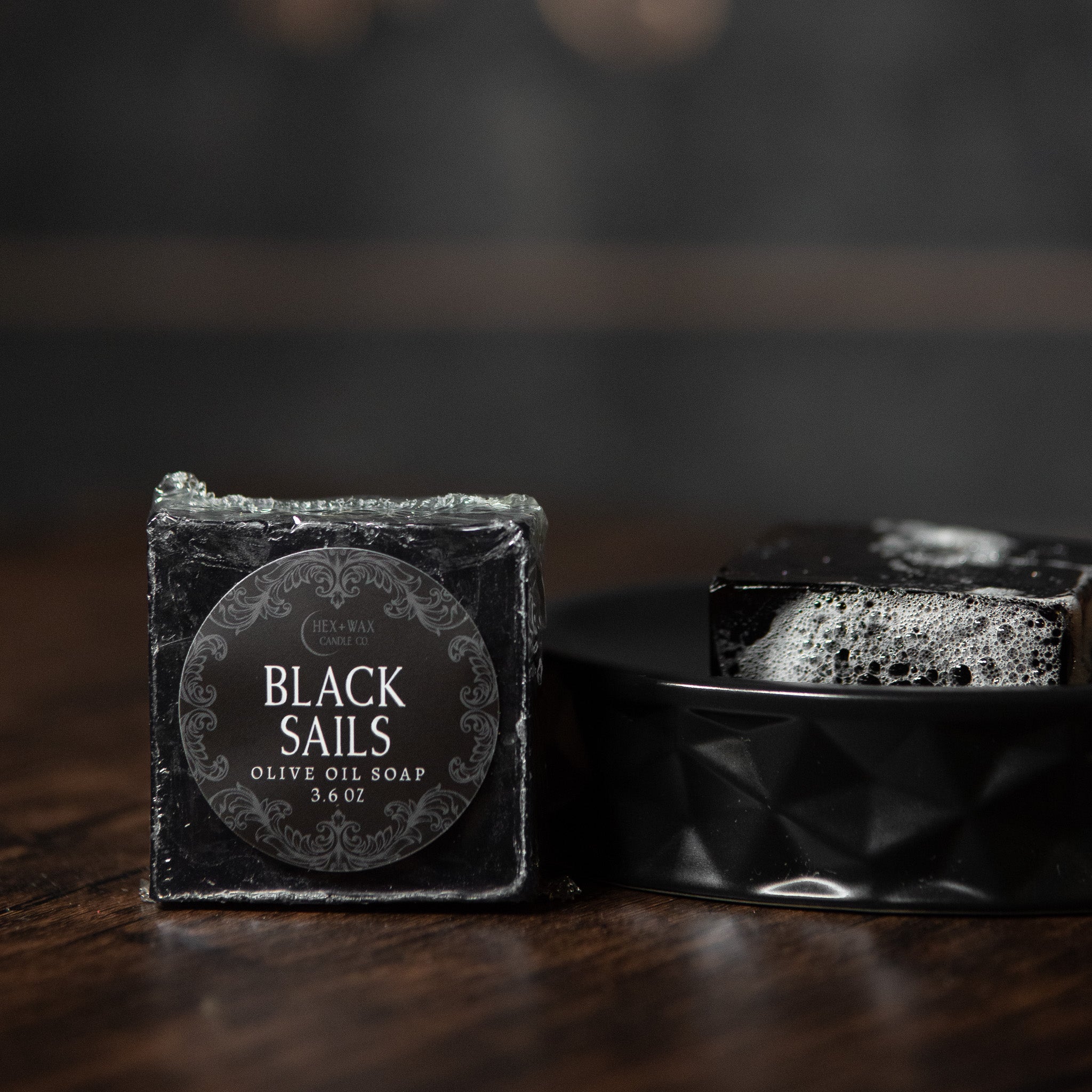 Sticker saying black sails on a bar of soap