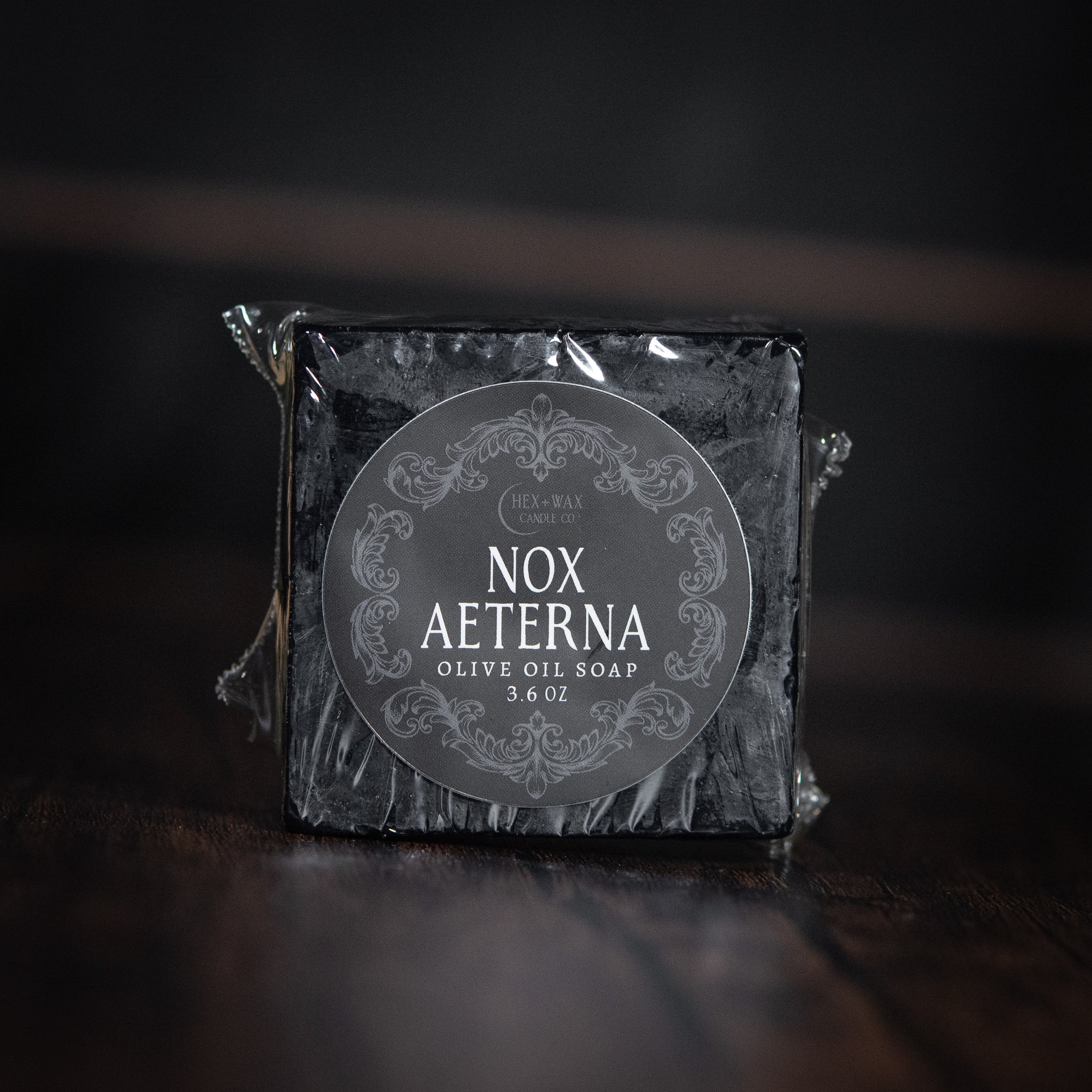 Sticker saying Nox Aeterna on a bar of soap