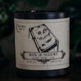 Load image into Gallery viewer, front of book of shadows candle 
