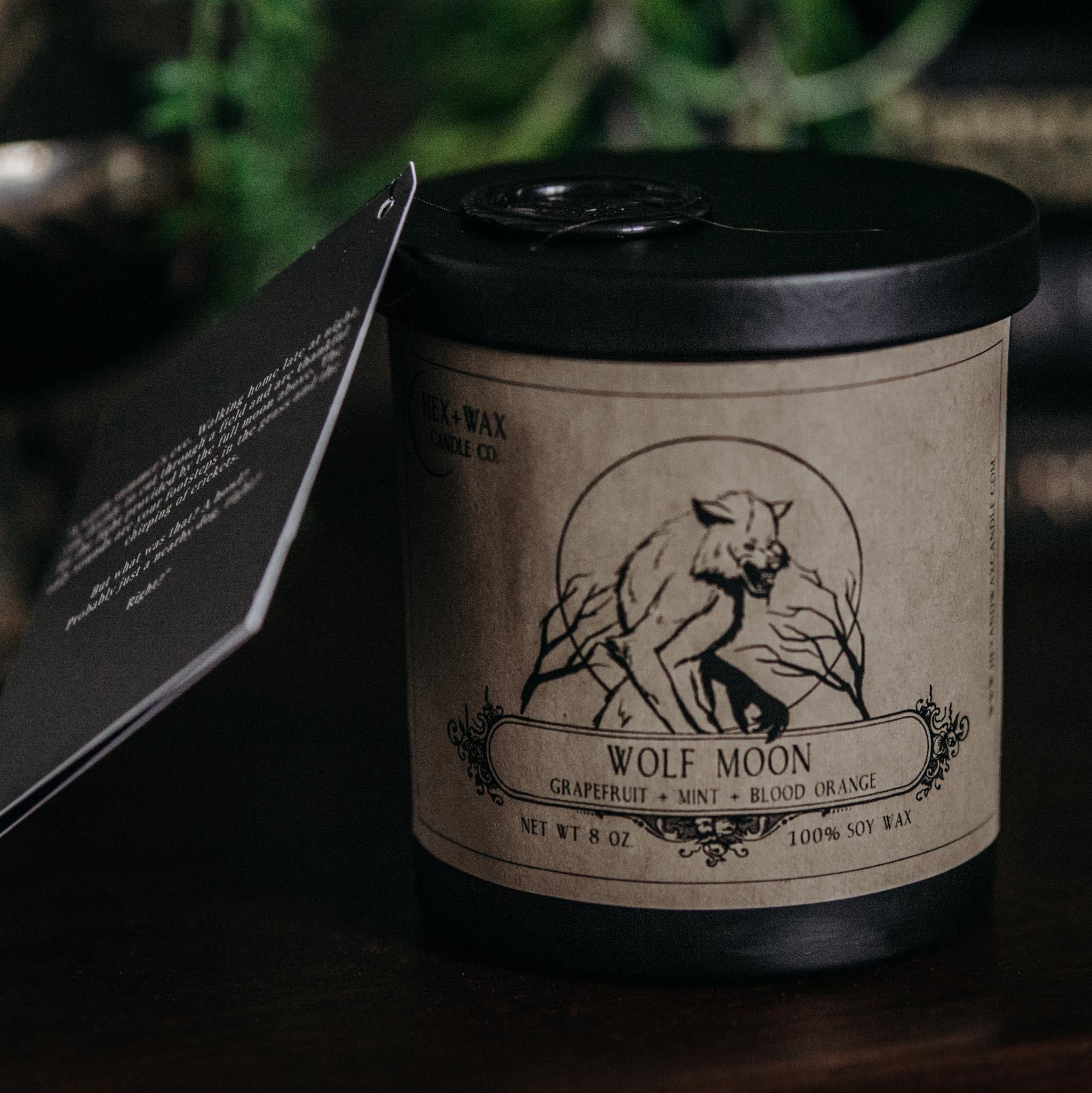 Wolf Moon featuring a werewolf on the label