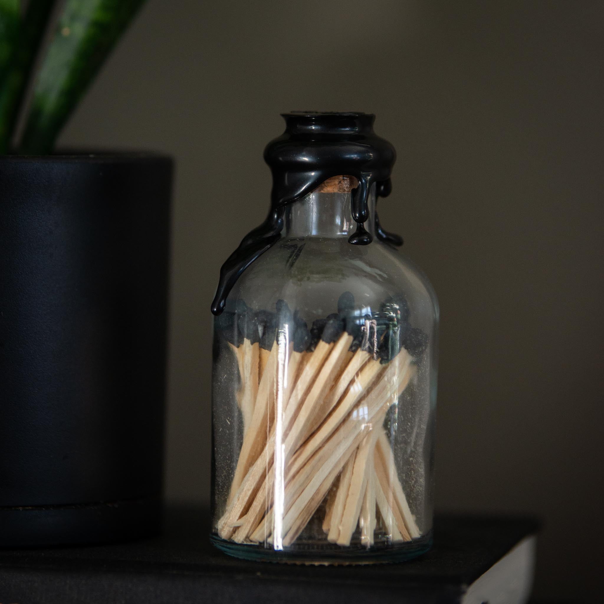 Glass Jar with Matches Hex + Wax Candle Co.